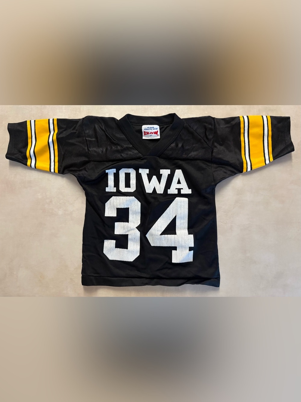 Iowa Hawkeyes in zone athletic wear Black & Yellow Kids Football Jersey